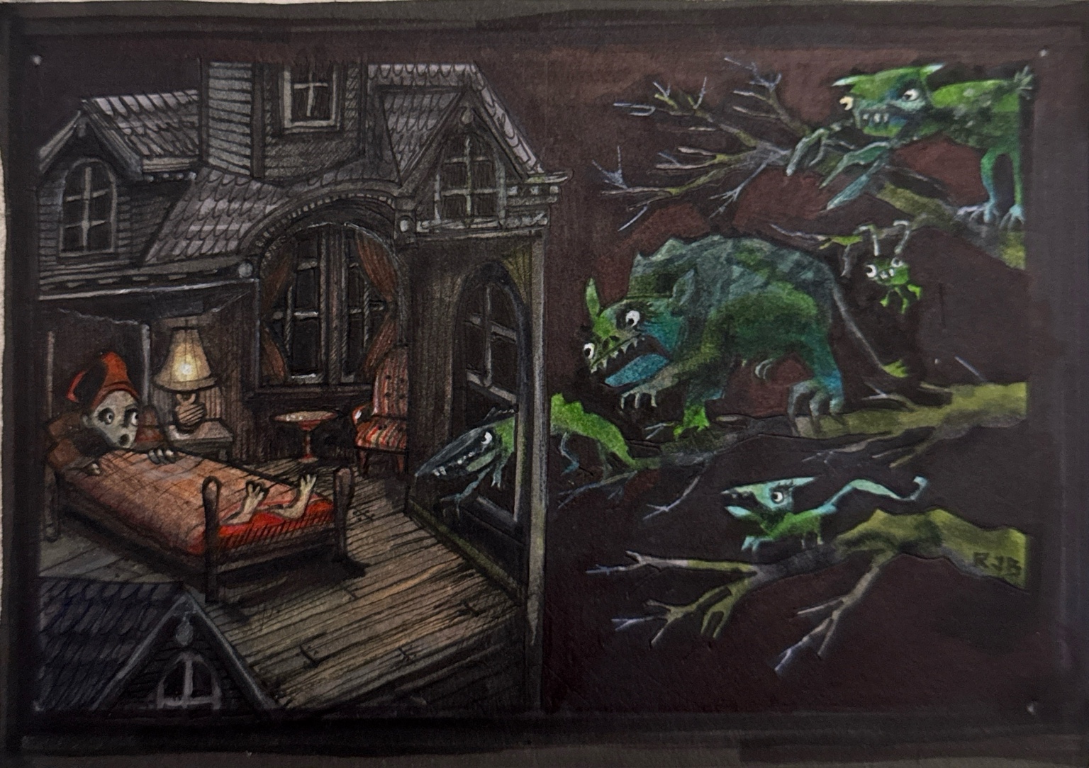 Why Not to Go to Bed — original drawing by Richard J. Bailey